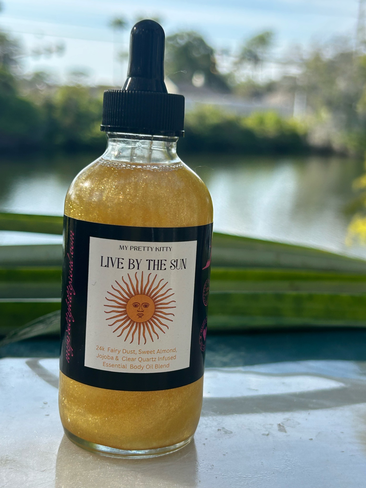 “Live by the Sun” 24k Gold Shimmer Quartz infused Aura Body Oil