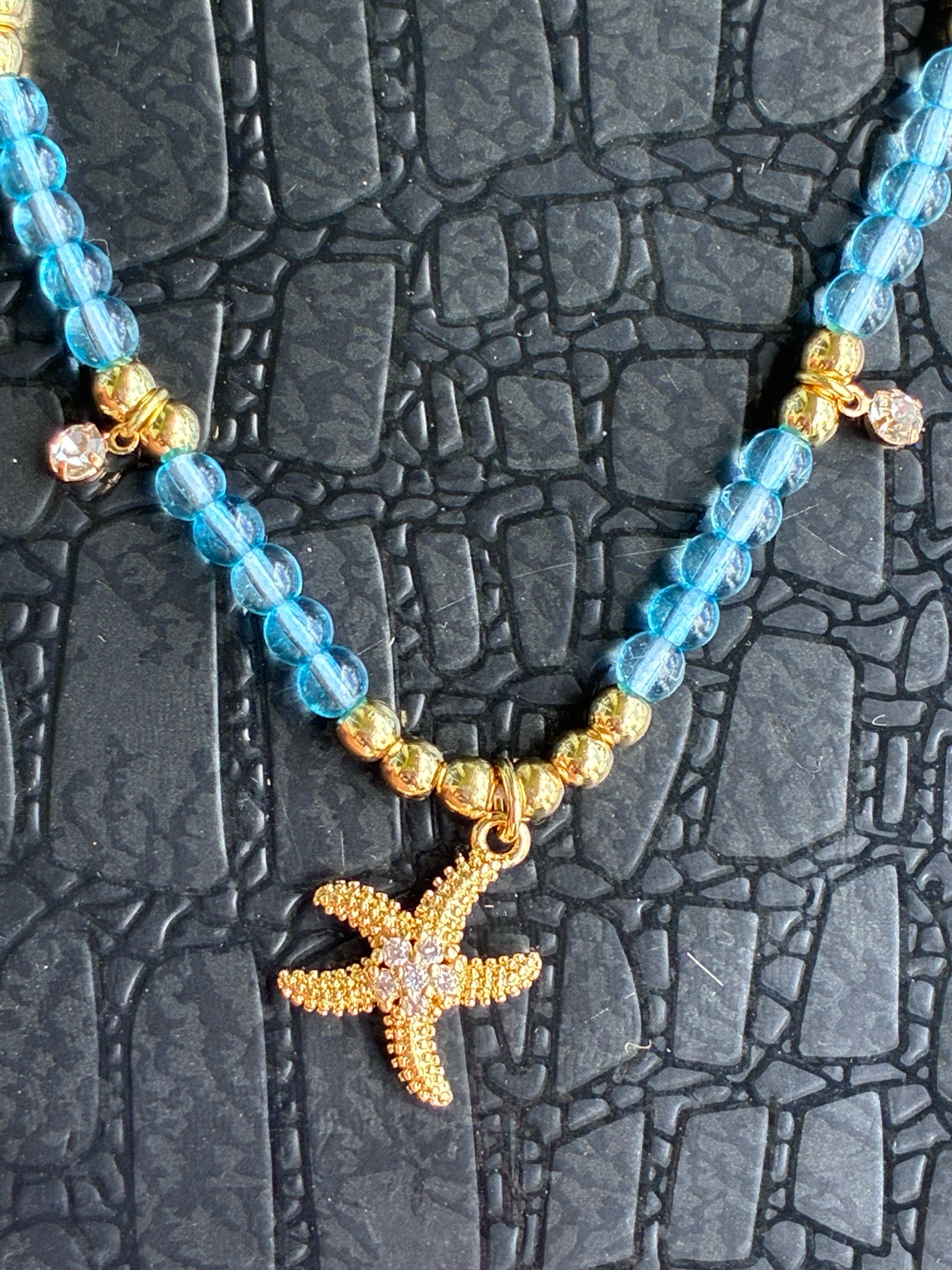 Blue Quartz 18k Starfish Necklace