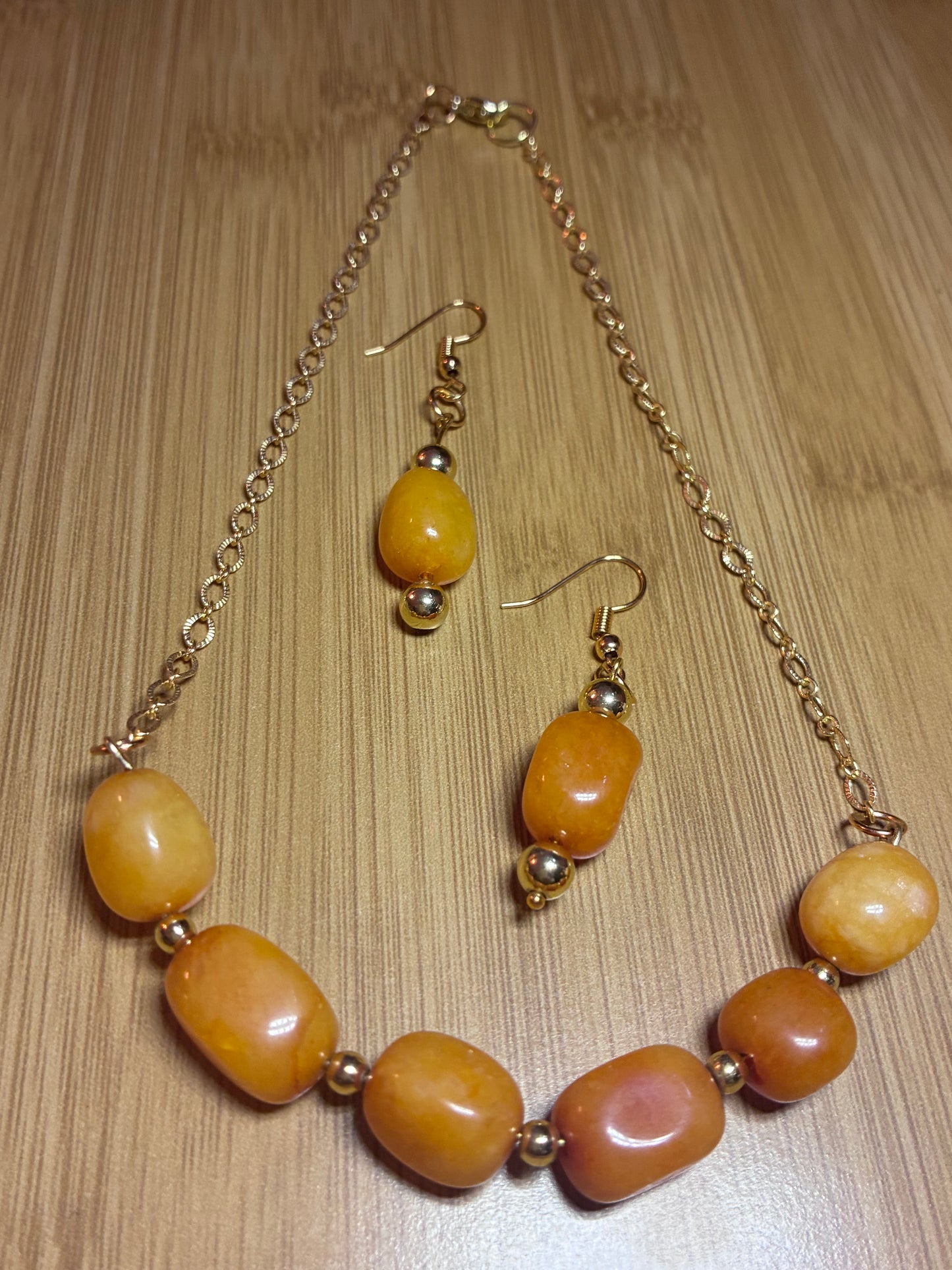 Orange Agate Dream Necklace/Earring Set - 18k Gold