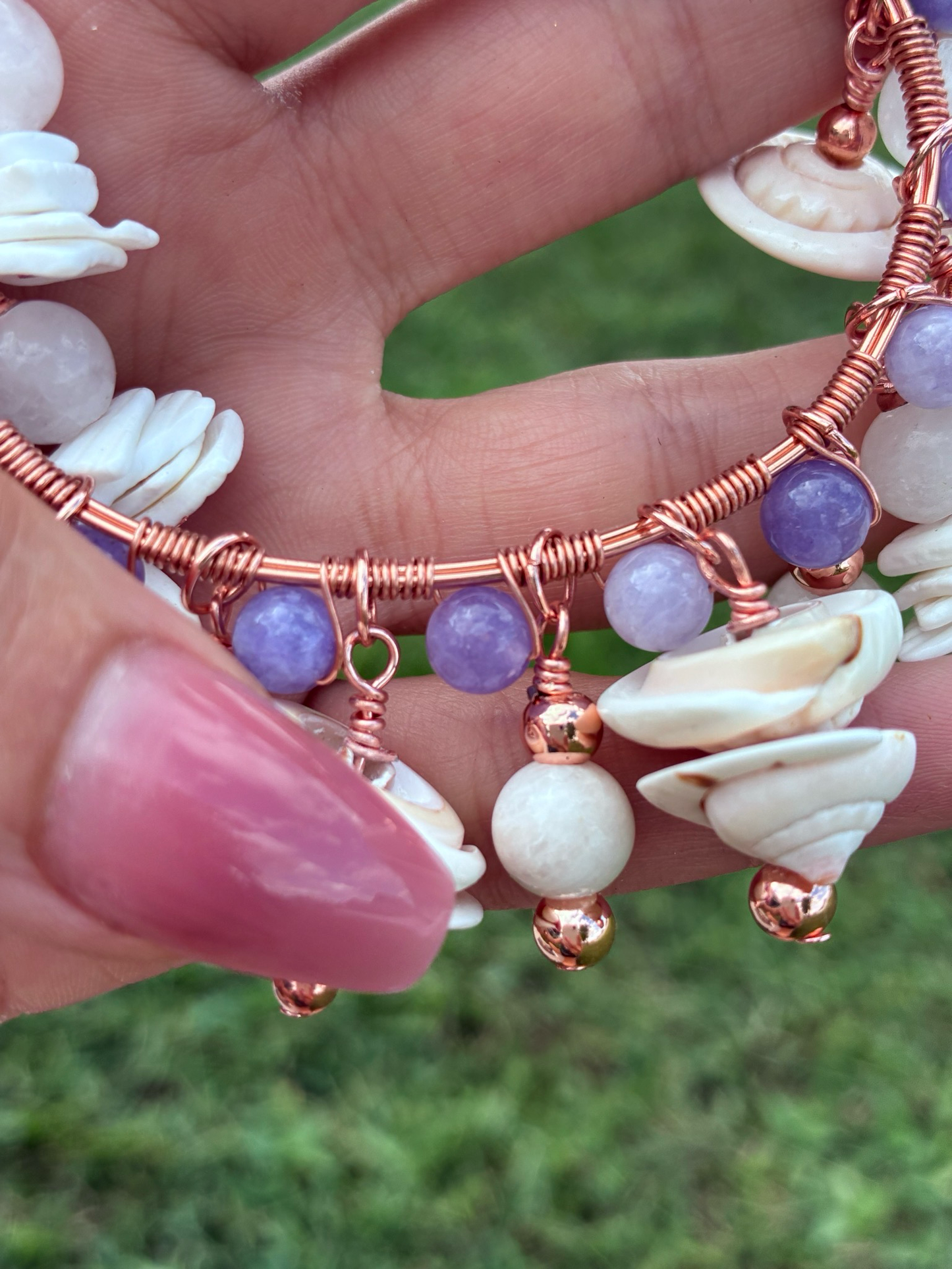 Copper Wrapped Angelite Bangle