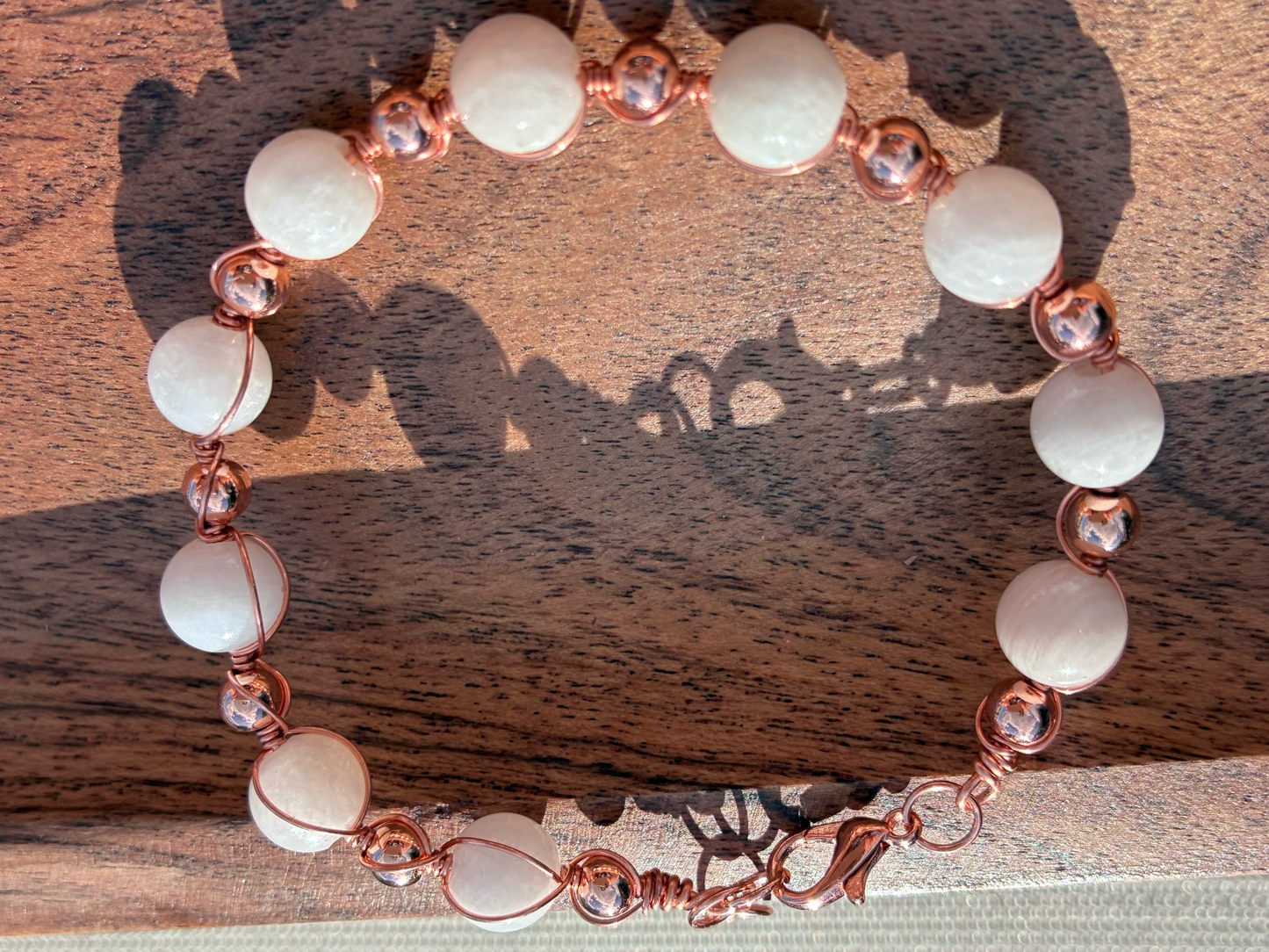 Copper Wrapped Moonstone Bracelet