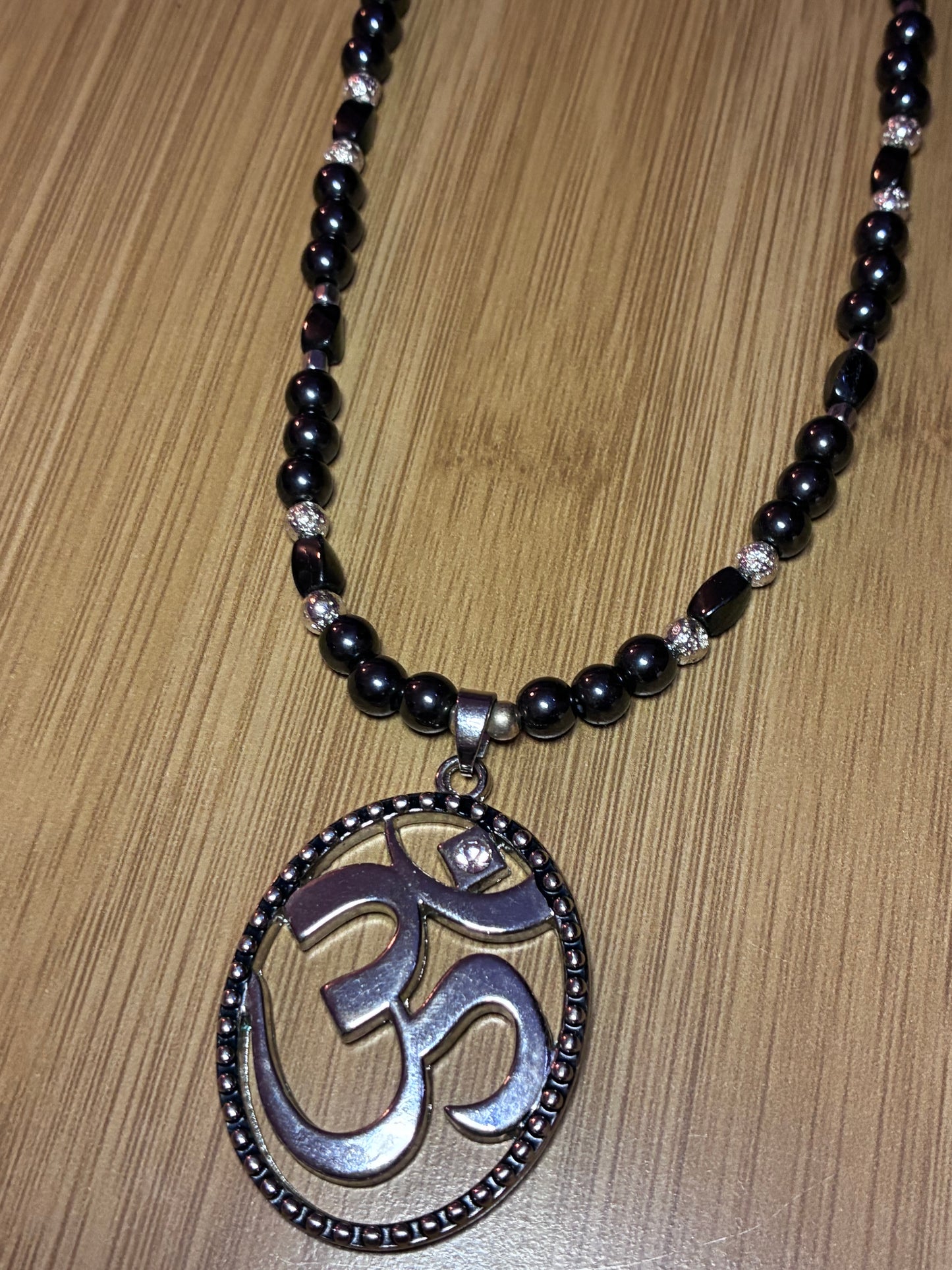 AUM of Consciousness - Hematite & Lava Bead Necklace