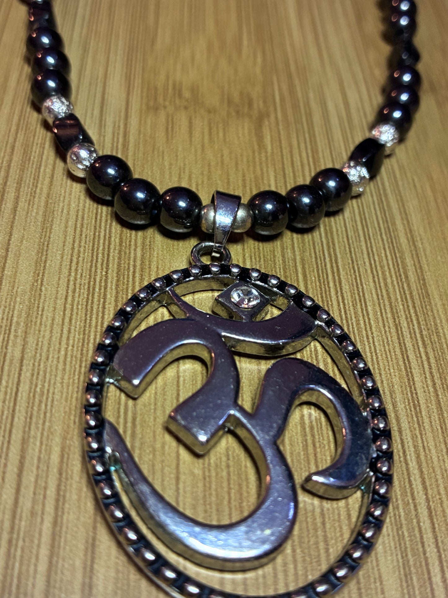 AUM of Consciousness - Hematite & Lava Bead Necklace