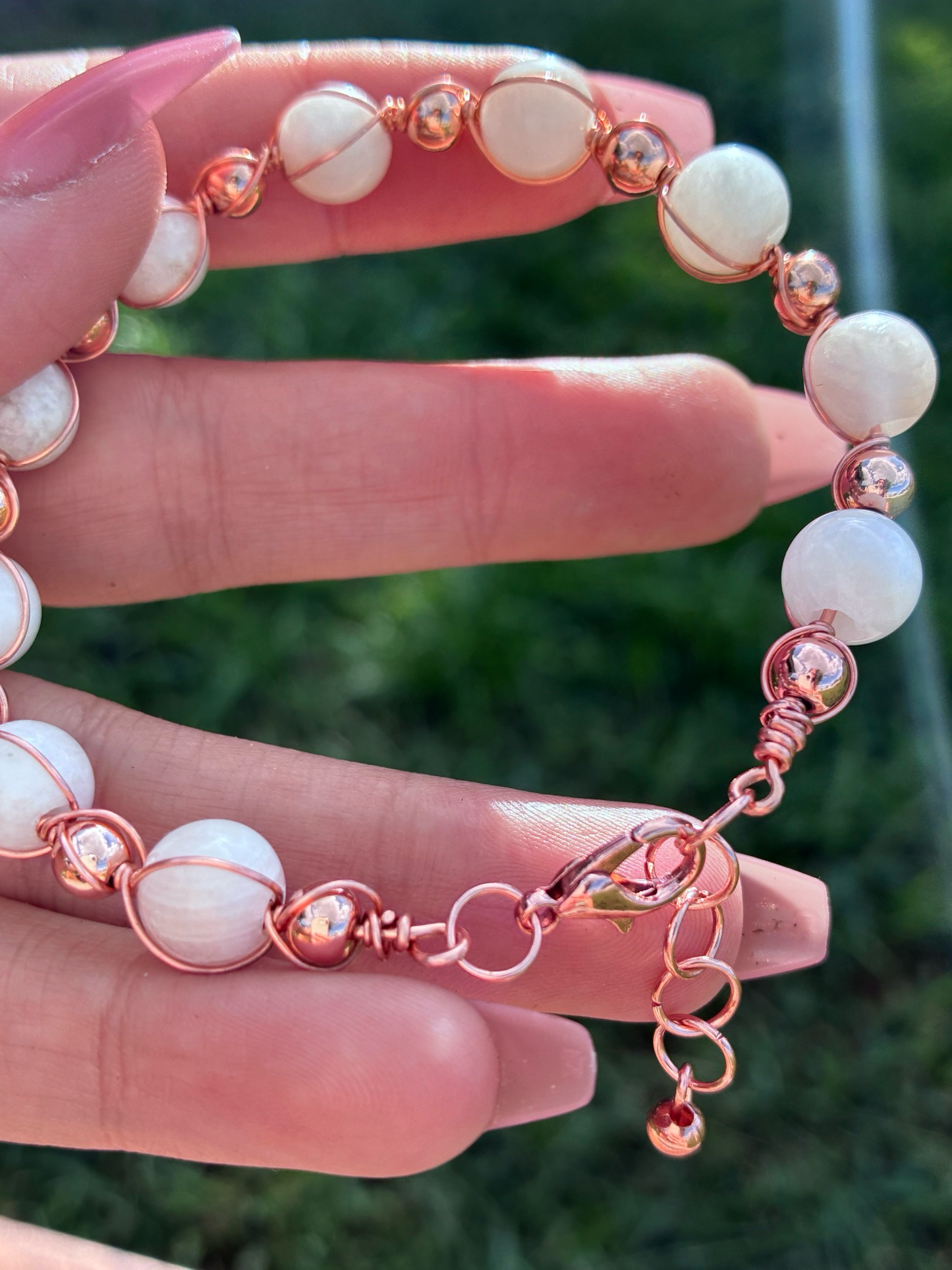 Copper Wrapped Moonstone Bracelet
