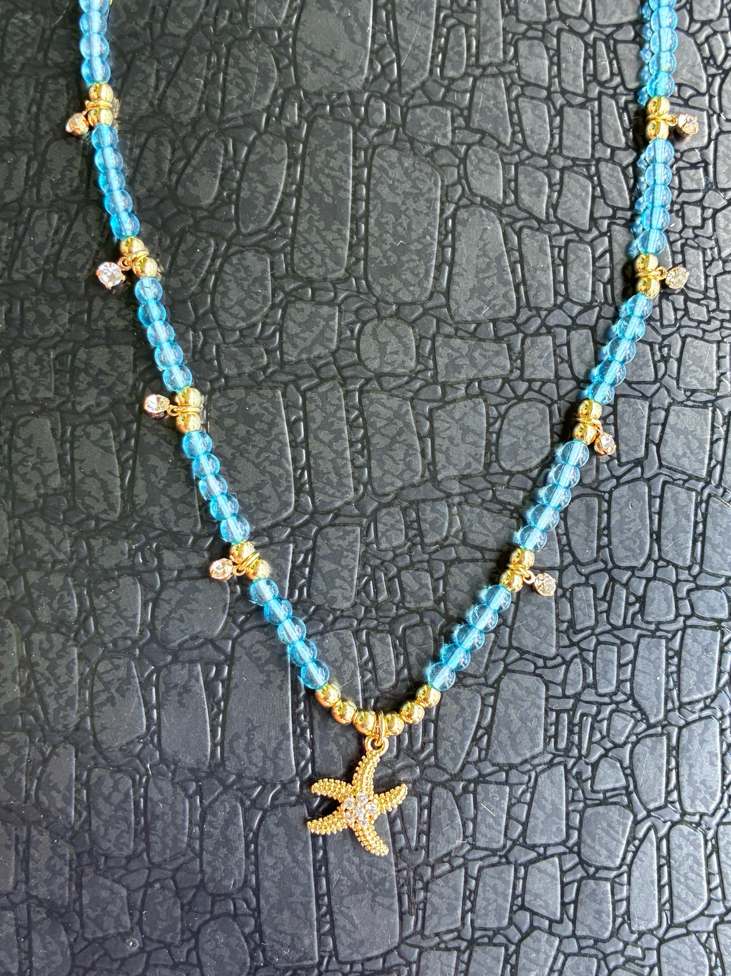 Blue Quartz 18k Starfish Necklace