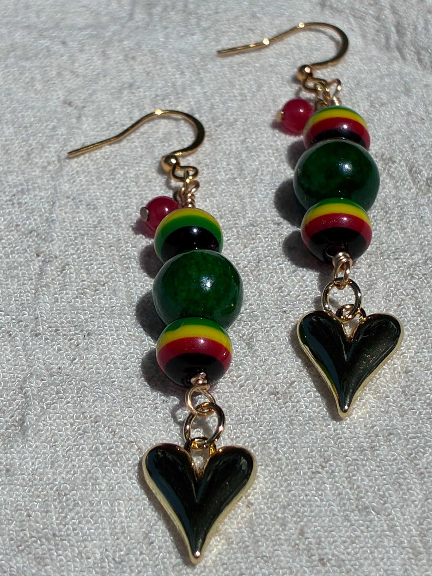 One Love Agate Heart Dangles