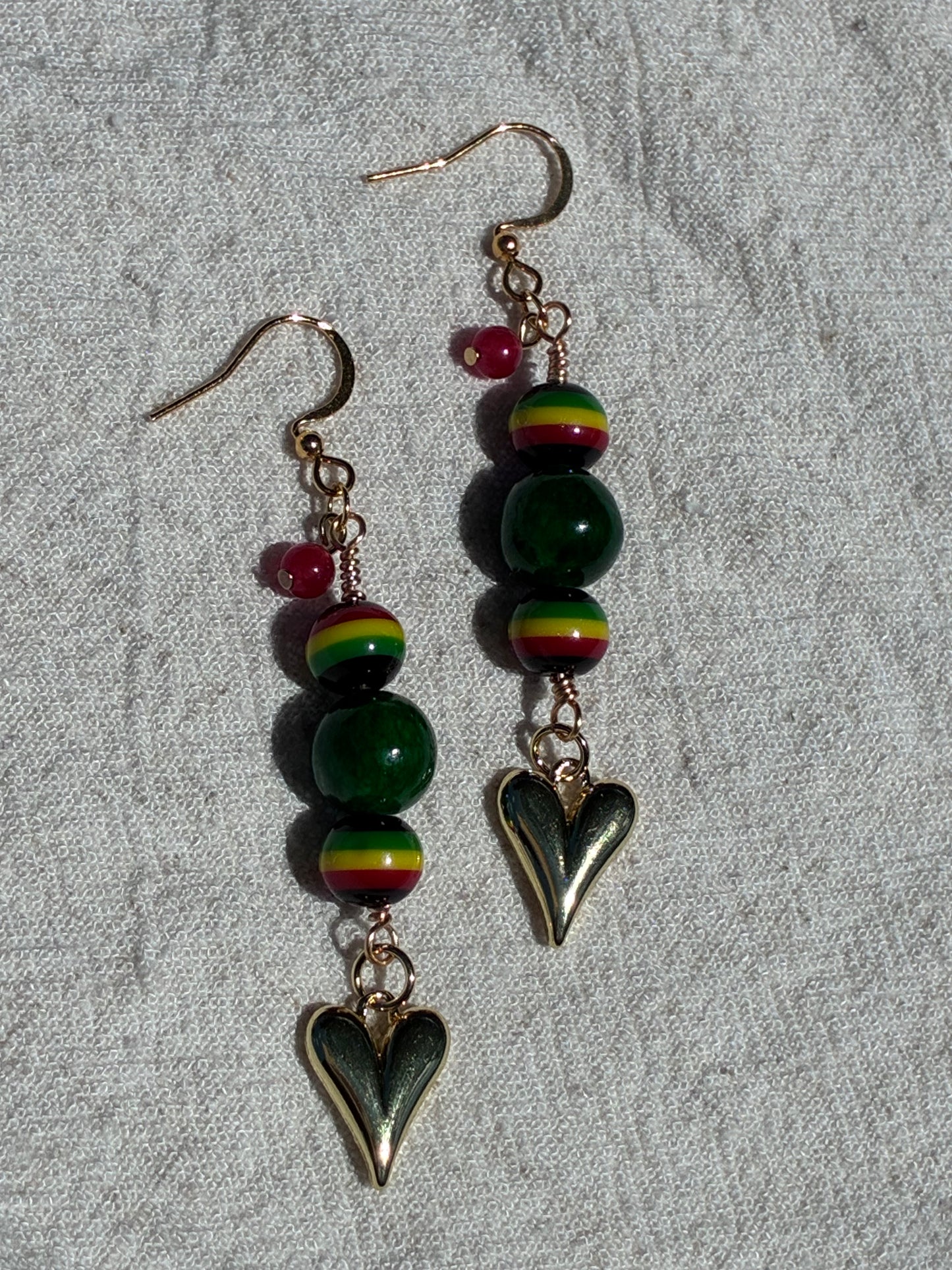 One Love Agate Heart Dangles