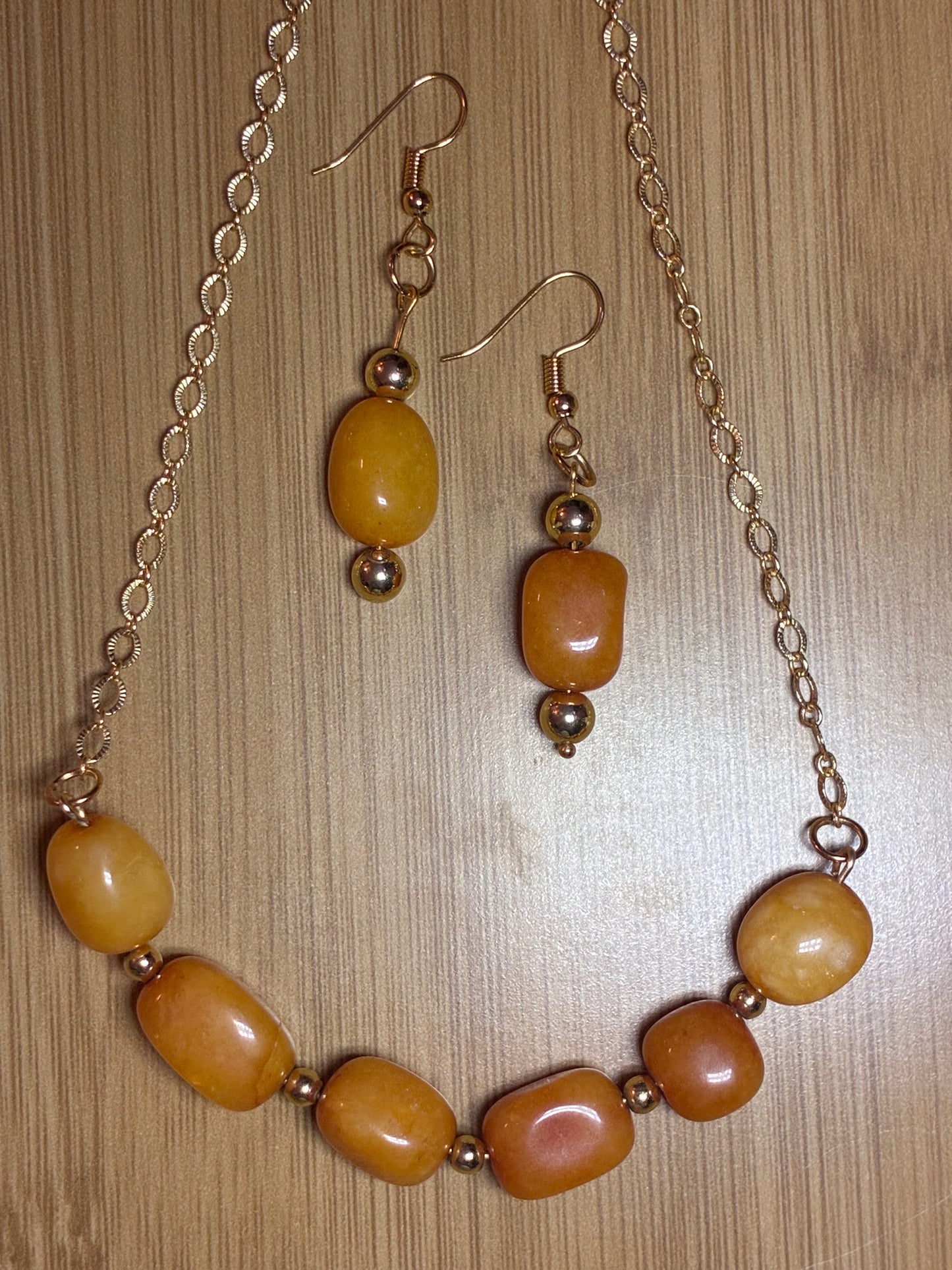 Orange Agate Dream Necklace/Earring Set - 18k Gold