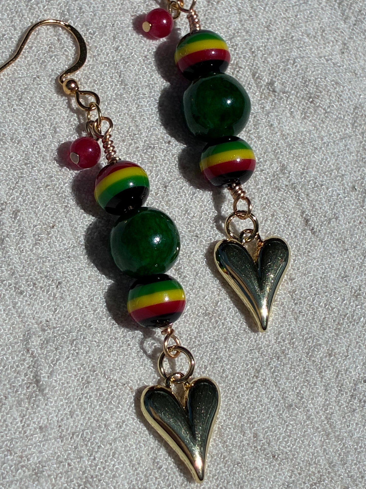 One Love Agate Heart Dangles