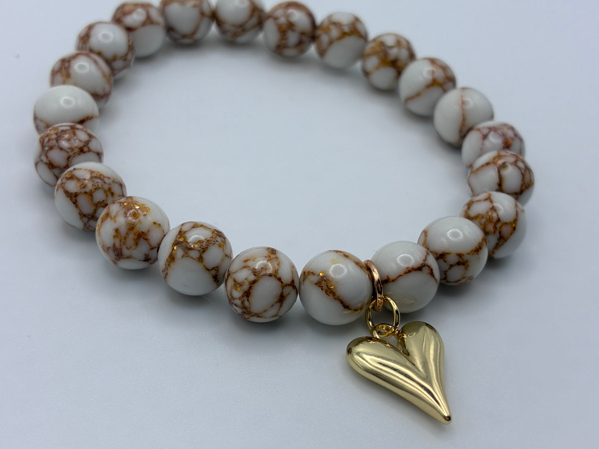 The White & Gold Howlite Sweetheart Soul-Stone Bracelet