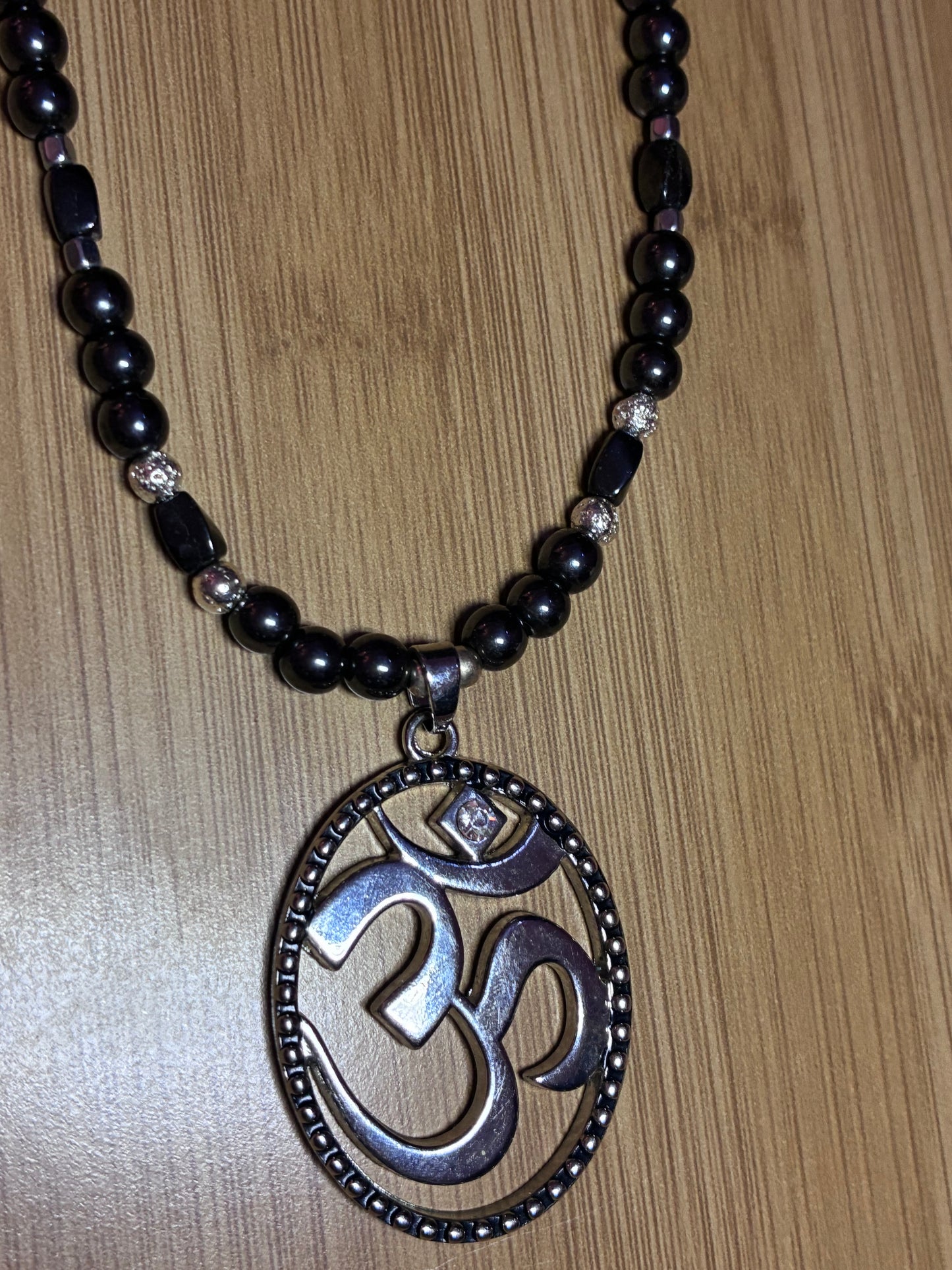 AUM of Consciousness - Hematite & Lava Bead Necklace
