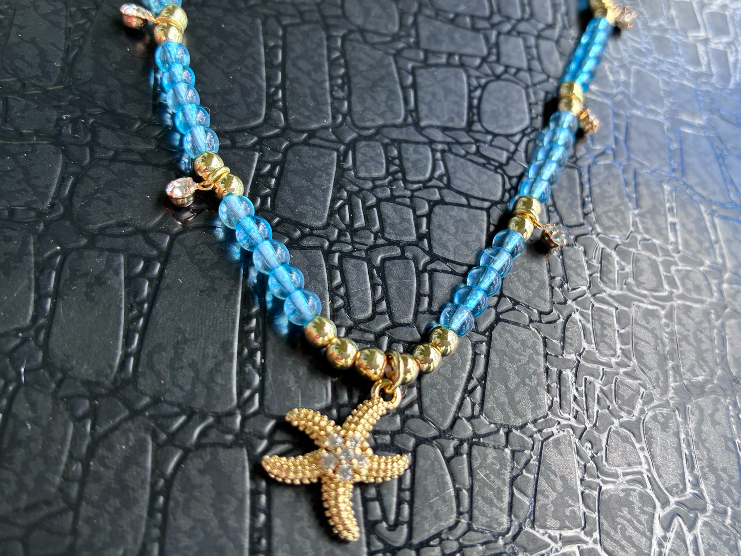 Blue Quartz 18k Starfish Necklace