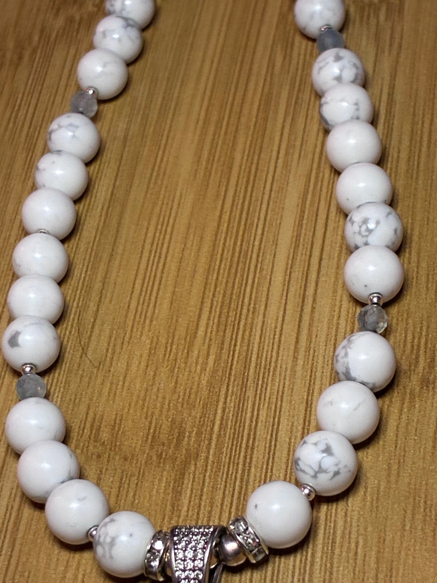 Howlite Hamsa Amulet Necklace - Sterling Silver