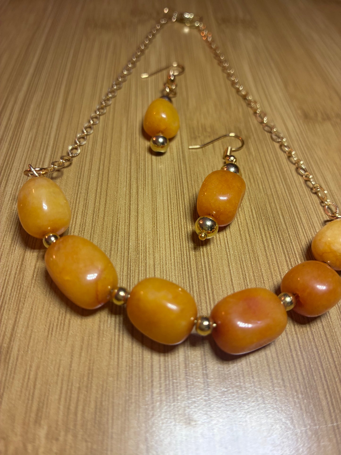 Orange Agate Dream Necklace/Earring Set - 18k Gold