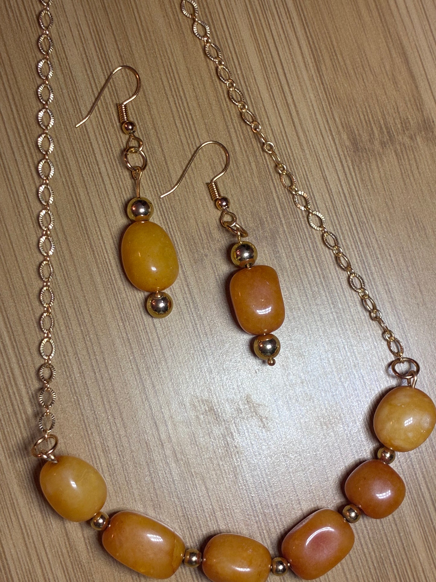 Orange Agate Dream Necklace/Earring Set - 18k Gold