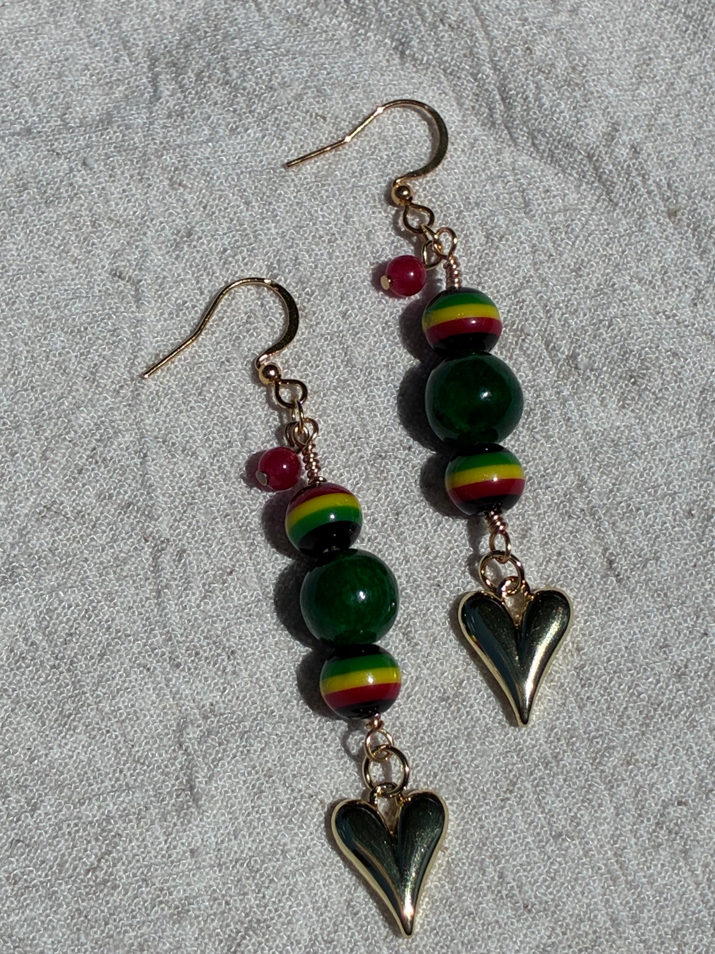One Love Agate Heart Dangles