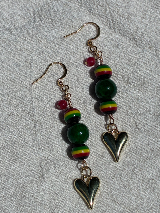 One Love Agate Heart Dangles