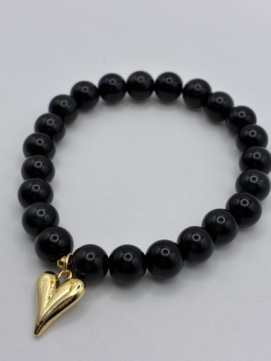 The Sweetheart Soul- Black Obsidian Stone Bracelet