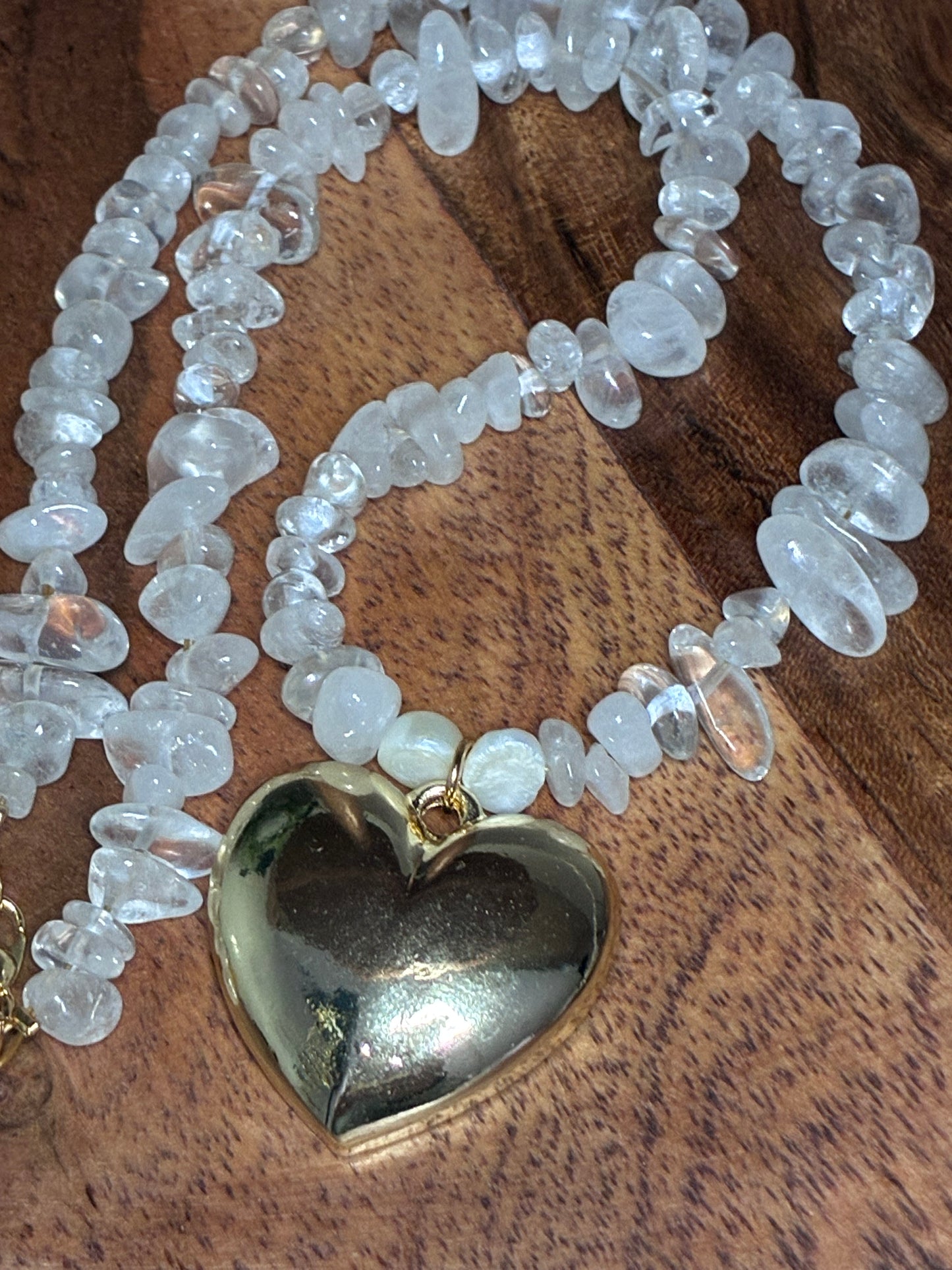 Aura Heart Clear Quartz Necklace