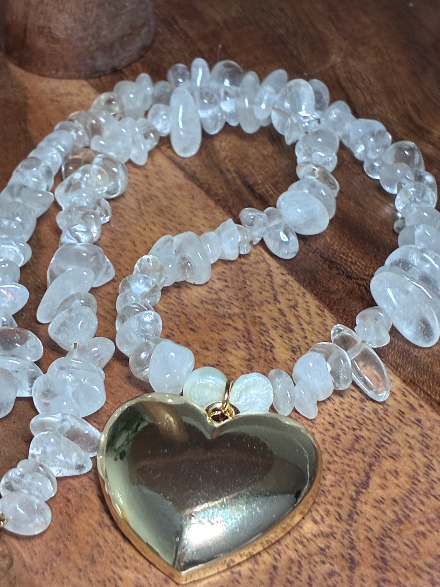 Aura Heart Clear Quartz Necklace