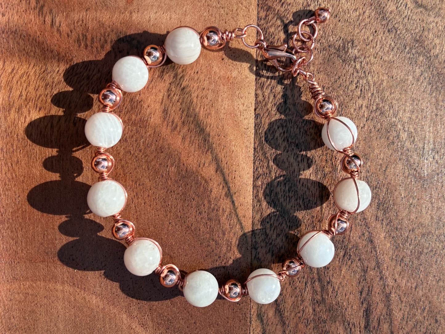 Copper Wrapped Moonstone Bracelet