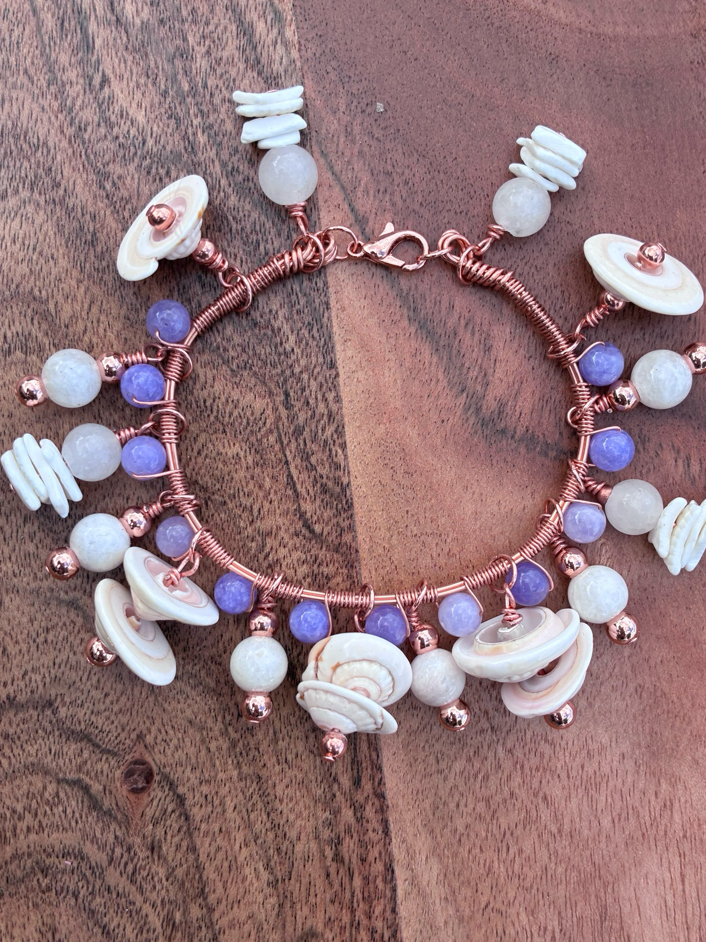 Copper Wrapped Angelite Bangle