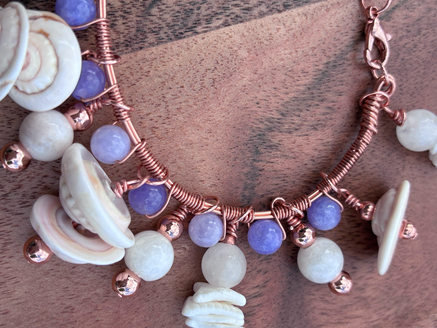 Copper Wrapped Angelite Bangle