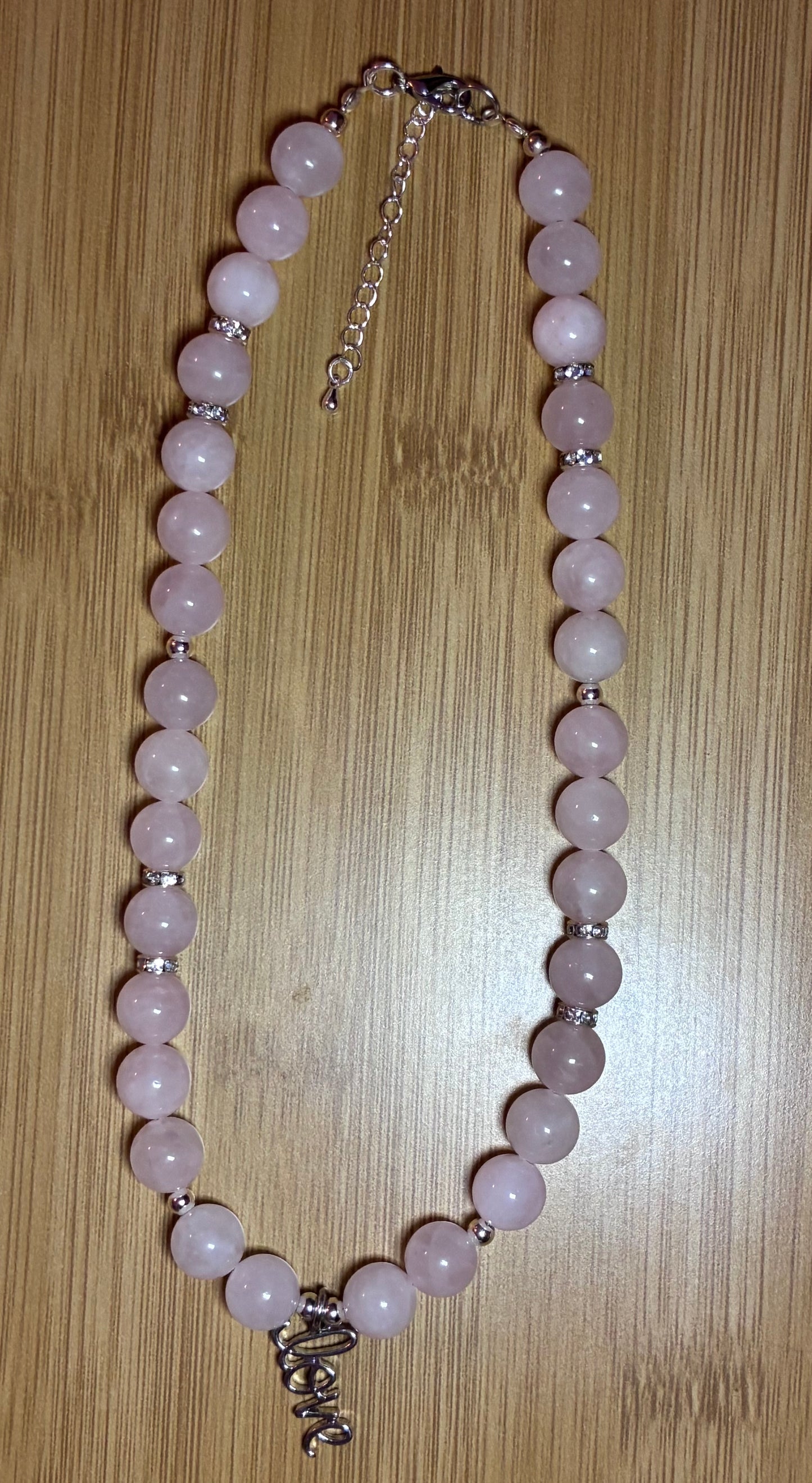 Love Goddess Necklace - Rose Quartz & Sterling Silver