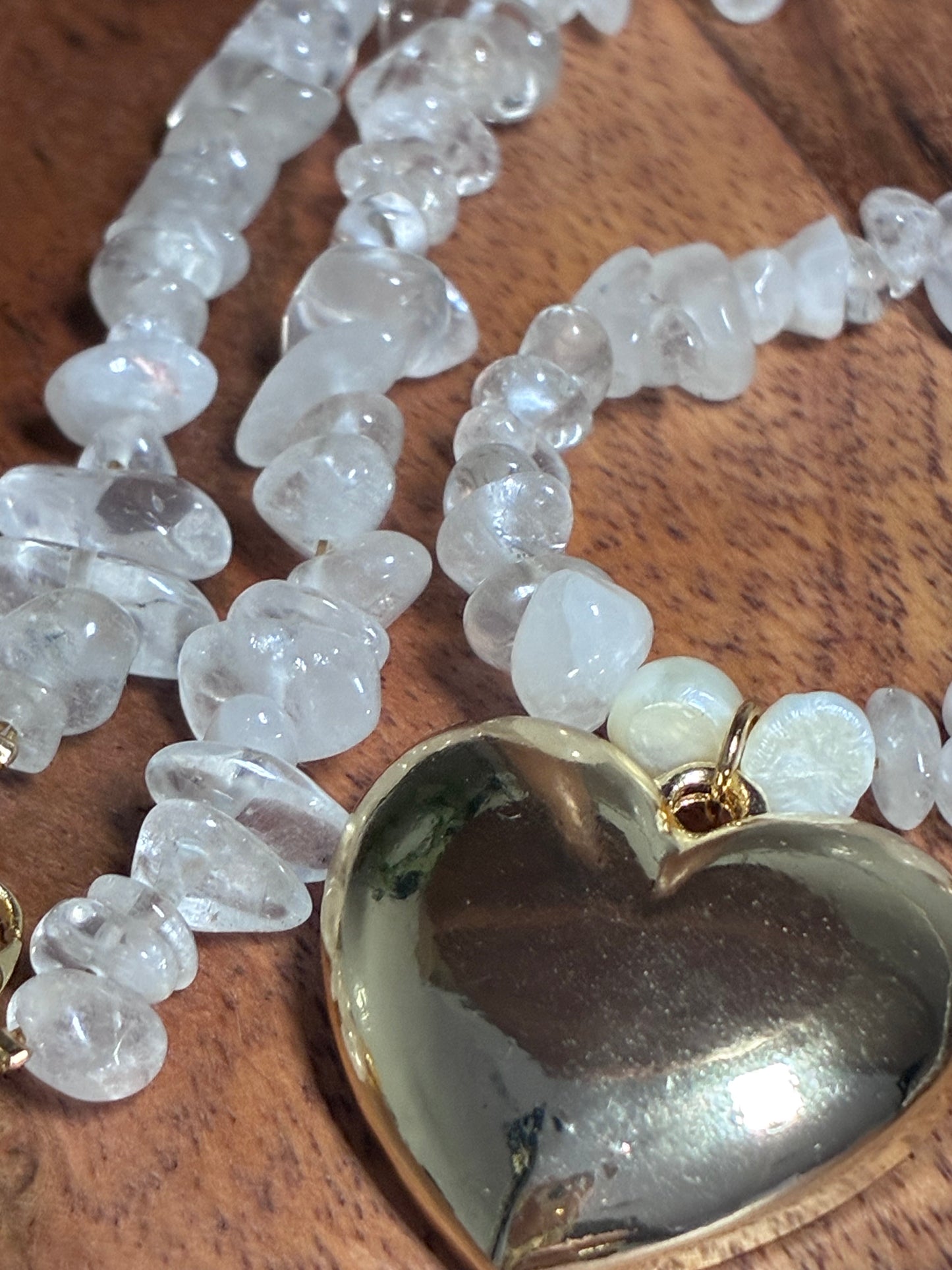 Aura Heart Clear Quartz Necklace