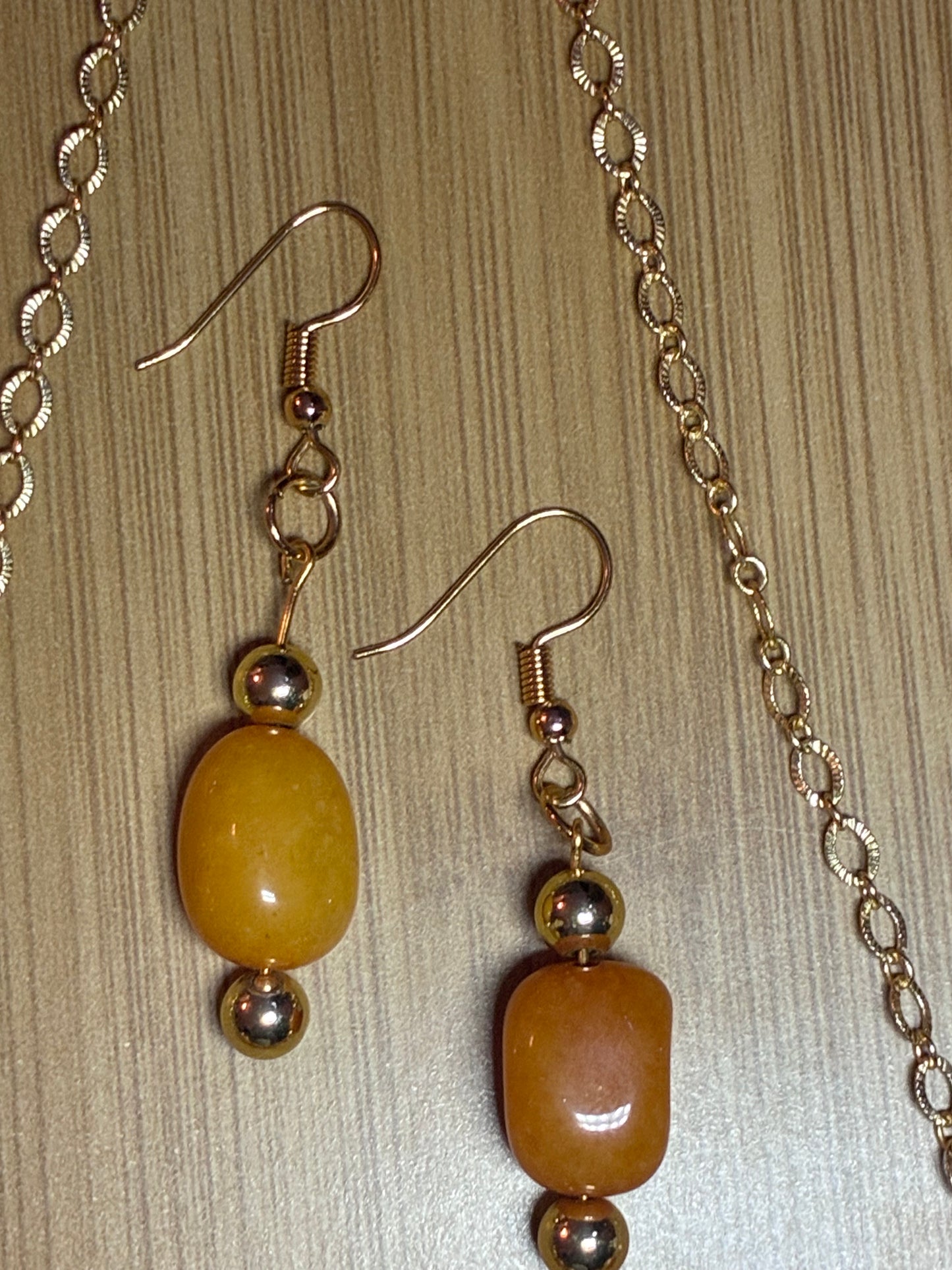 Orange Agate Dream Necklace/Earring Set - 18k Gold