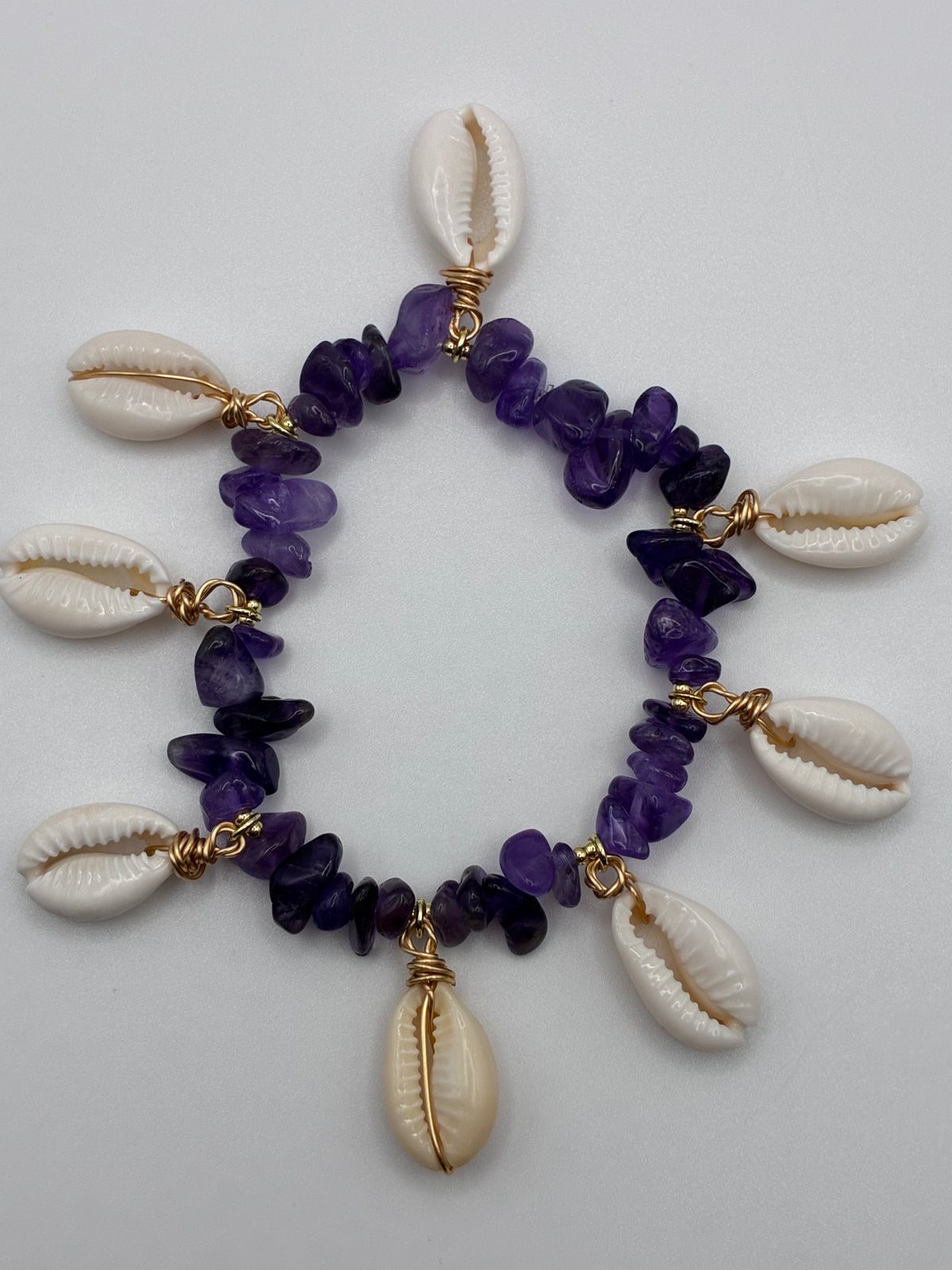 Amethyst & Aura Shell Bracelet