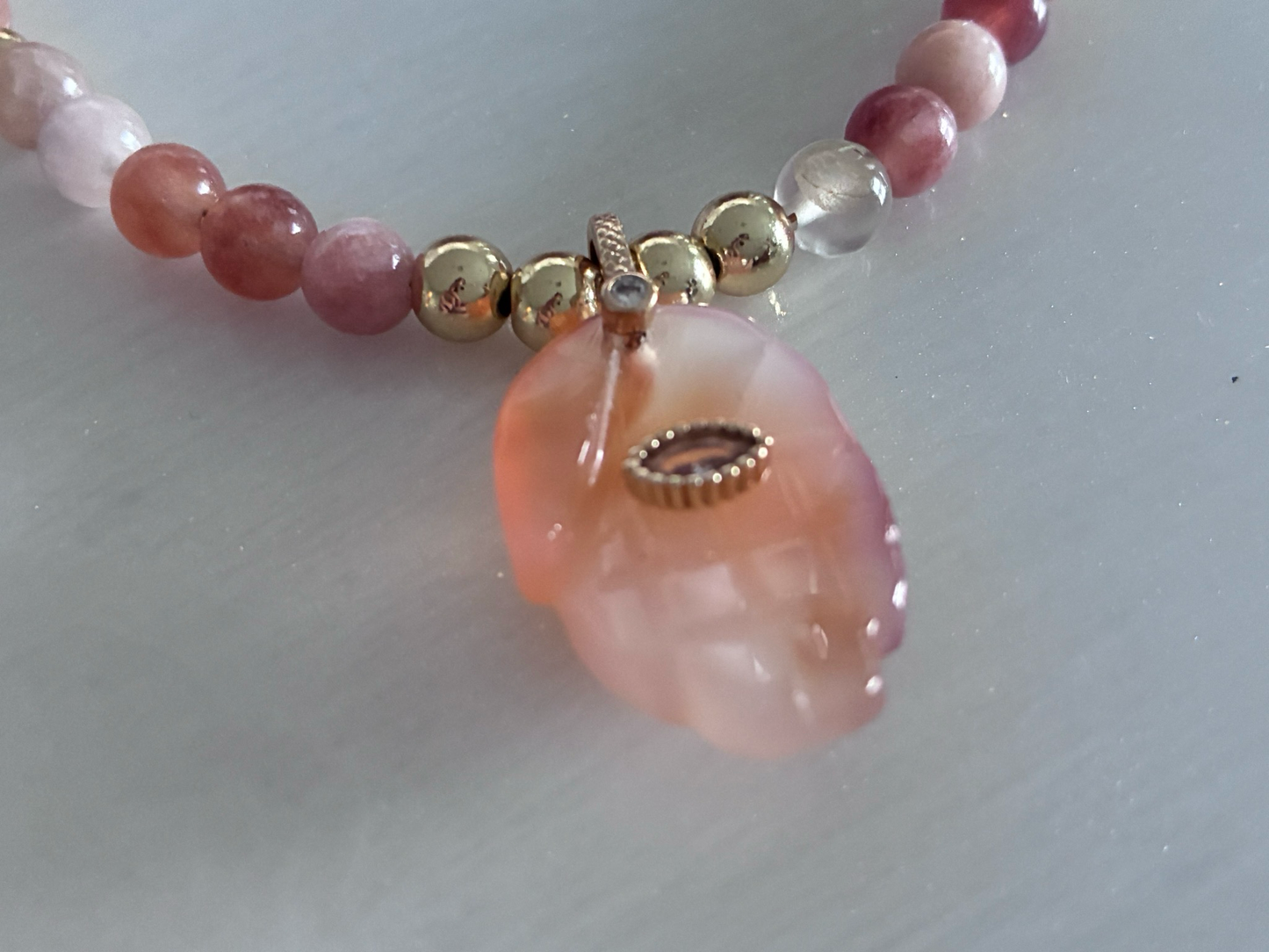 Sunstone Carved Hamsa Amulet Necklace