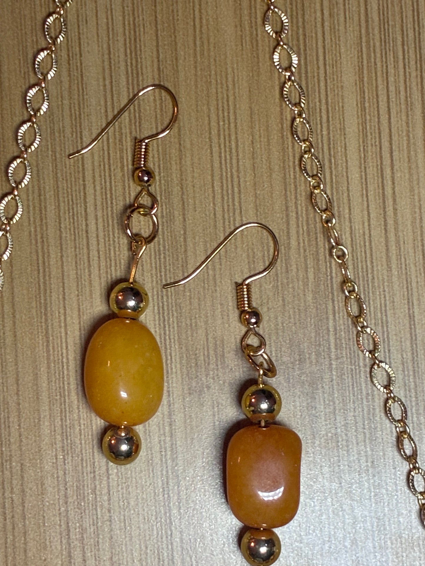Orange Agate Dream Necklace/Earring Set - 18k Gold