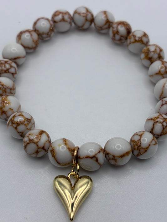 The White & Gold Howlite Sweetheart Soul-Stone Bracelet