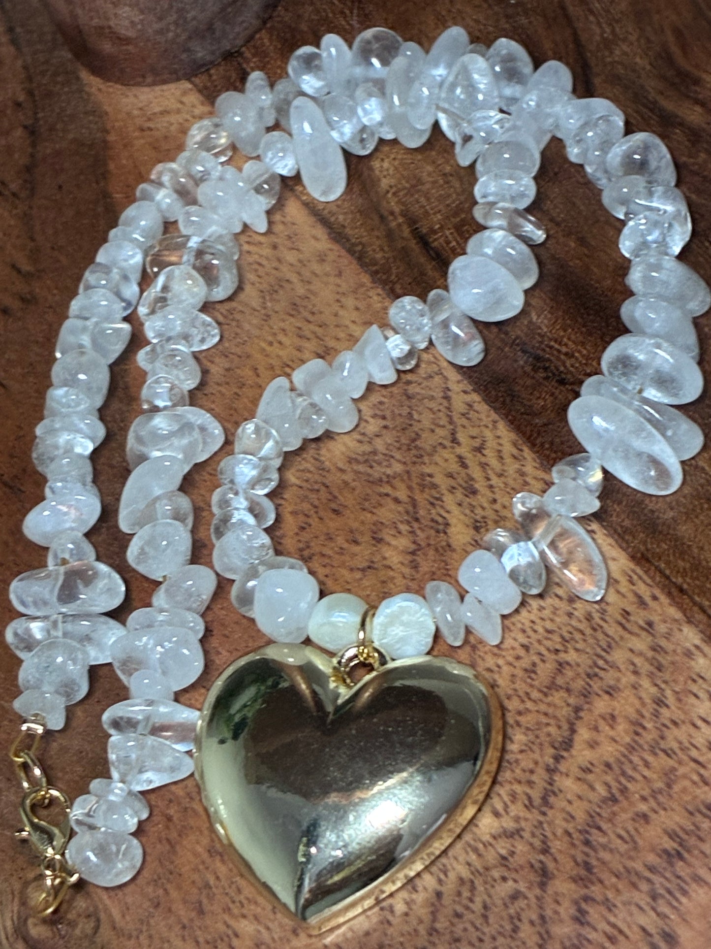 Aura Heart Clear Quartz Necklace