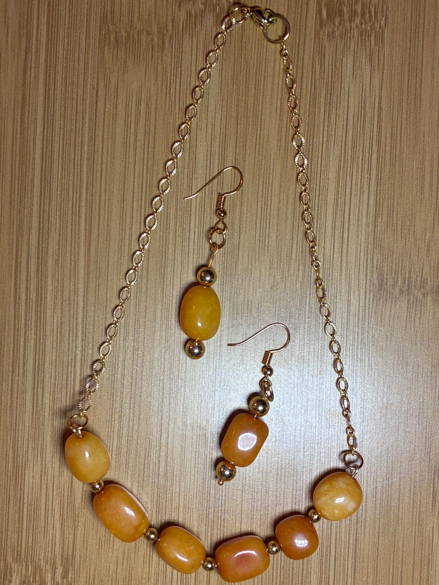 Orange Agate Dream Necklace/Earring Set - 18k Gold