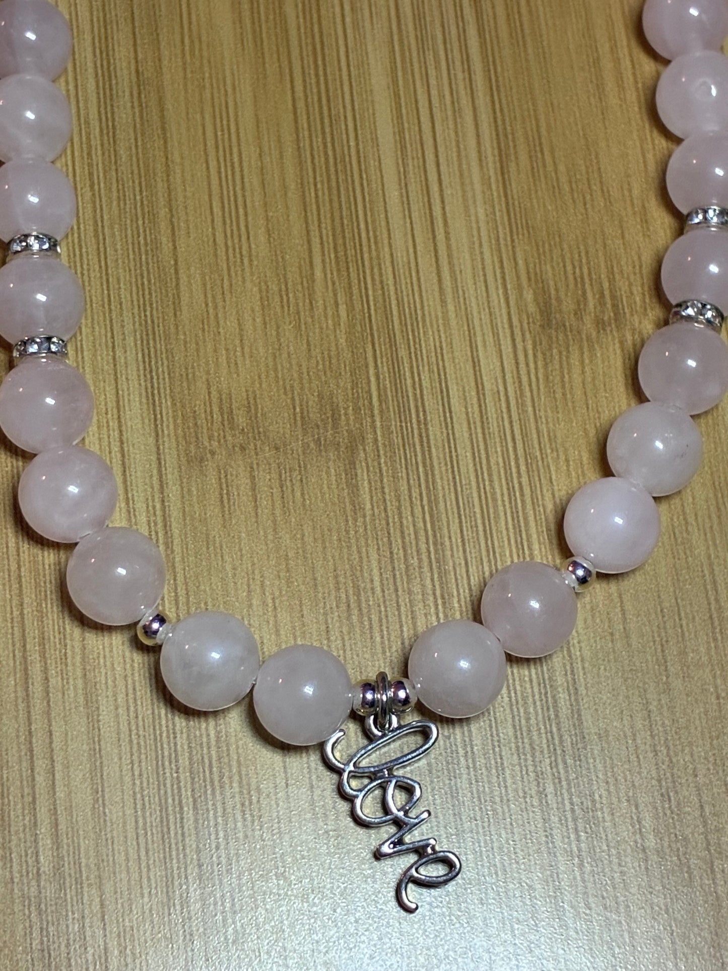 Love Goddess Necklace - Rose Quartz & Sterling Silver